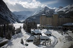 03A Chateau Lake Louise Daytime In Winter With Lake Louise, Mount Victoria, Mount Whyte, Big Beehive, Mount Niblock and Mount St Piran.jpg